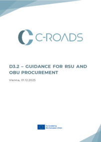 Preview of a document cover page showing the title 'D3.2 – GUIDANCE FOR RSU AND OBU PROCUREMENT'
