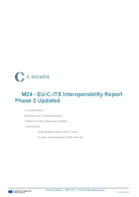 Preview of a document cover page showing the title 'M24 - EU-C-ITS Interoperability Report Phase 2 Updated'